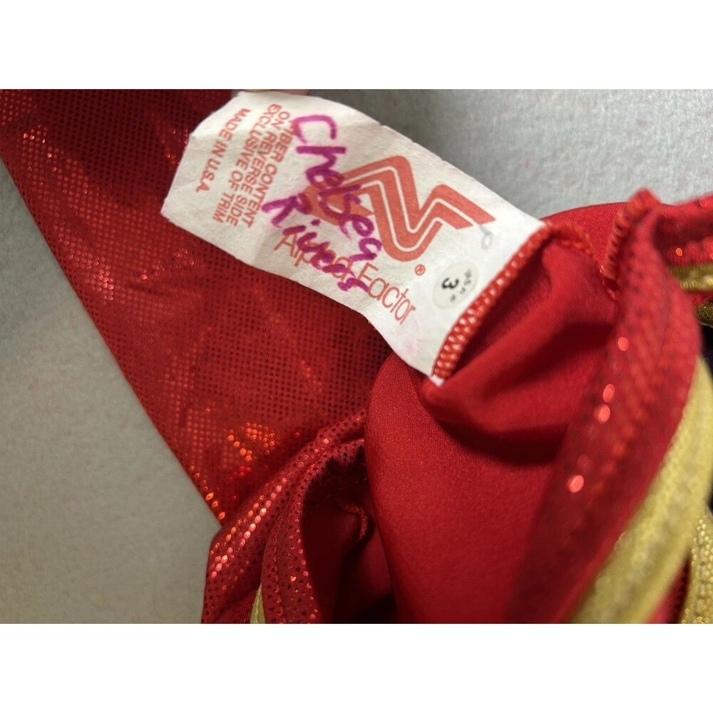 Alpha Factor Long Sleeve Red Purple Bling Competition Leotard Size CME Youth M - Picture 7 of 12